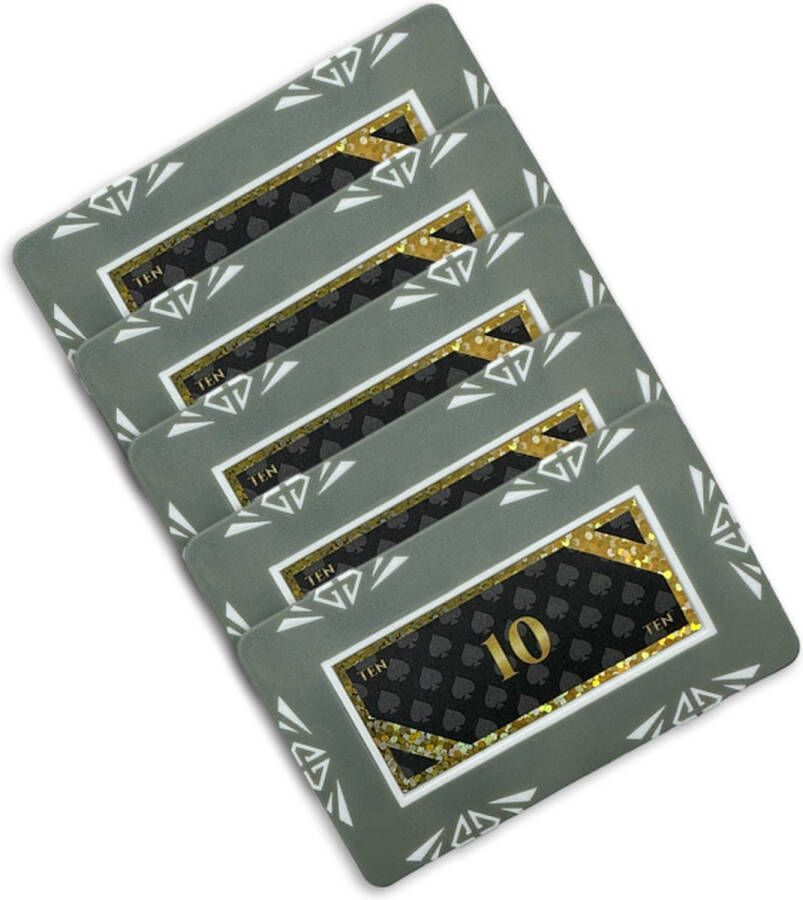 Diamond poker plaque poker chip poker plakkaat waarde 10 (5 stuks) groen grijzig