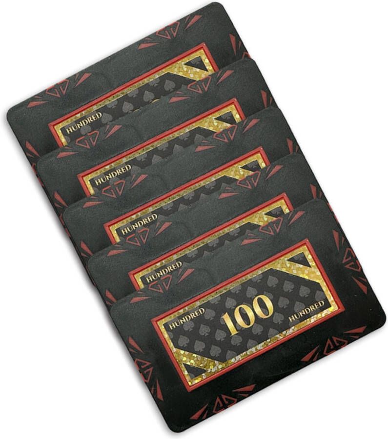 Diamond poker plaque poker chip poker plakkaat waarde 100 (5 stuks) zwart