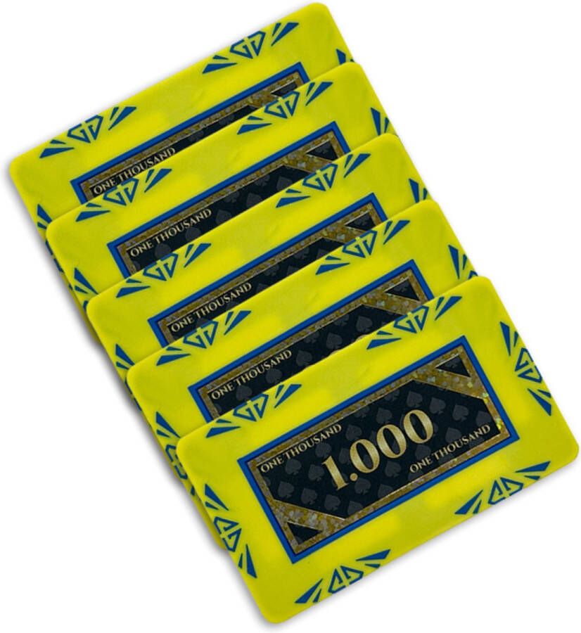 Diamond poker plaque poker chip poker plakkaat waarde 1000 (5 stuks) geel
