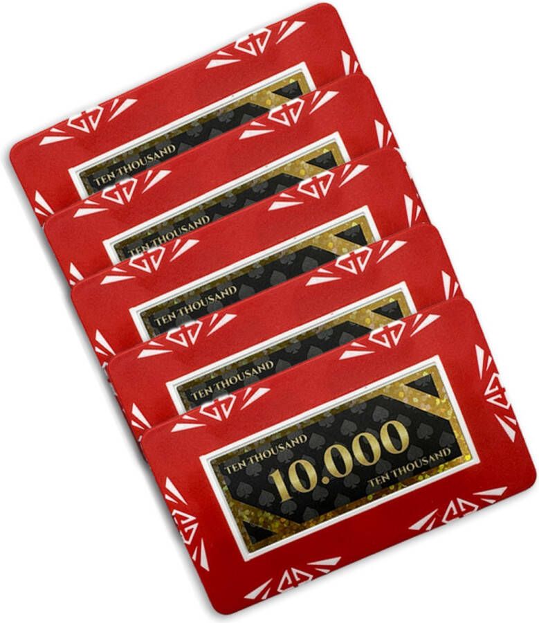 Diamond poker plaque poker chip poker plakkaat waarde 10.000 (5 stuks) rood