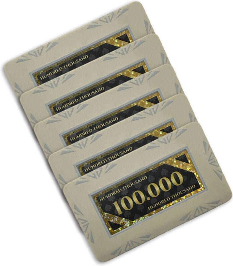Diamond poker plaque poker chip poker plakkaat waarde 100.000 (5 stuks) grijs
