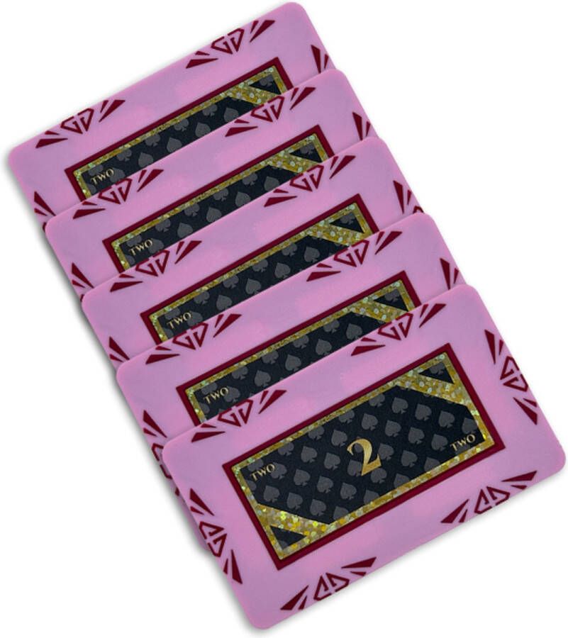 Diamond poker plaque poker chip poker plakkaat waarde 2 (5 stuks) roze