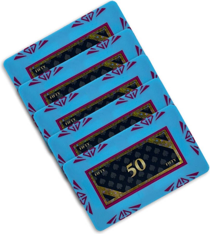 Diamond poker plaque poker chip poker plakkaat waarde 50 (5 stuks) lichtblauw
