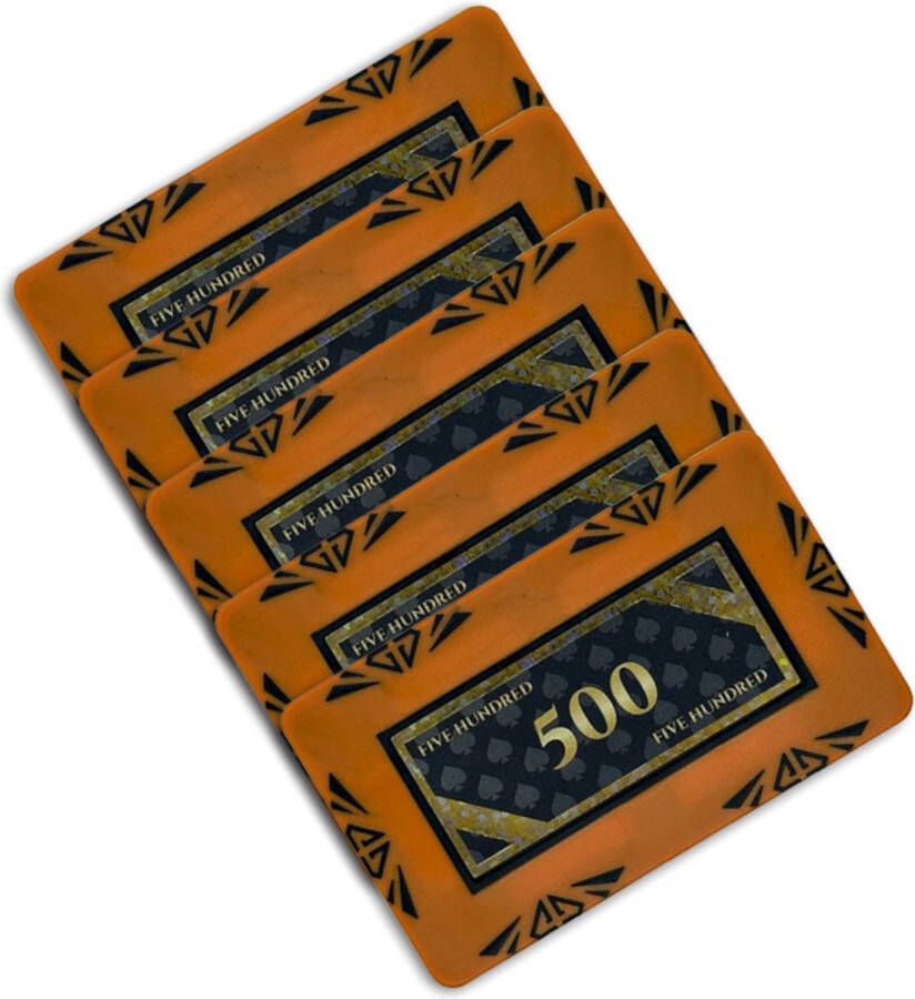 Diamond poker plaque poker chip poker plakkaat waarde 500 (5 stuks) oranje