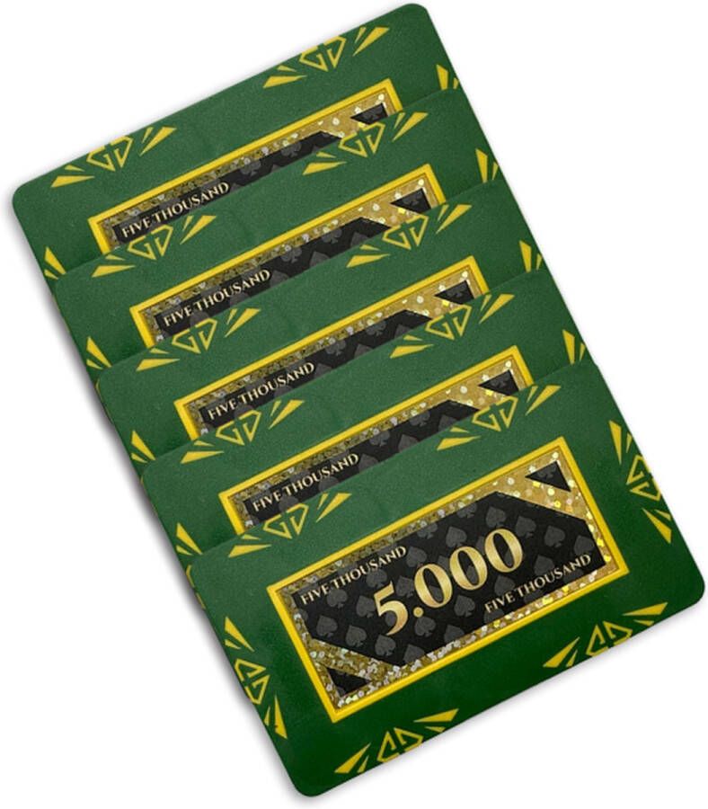 Diamond poker plaque poker chip poker plakkaat waarde 5000 (5 stuks) groen