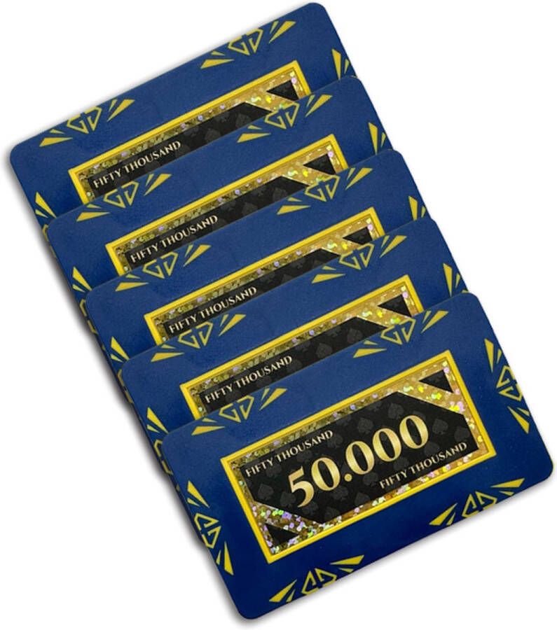 Diamond poker plaque poker chip poker plakkaat waarde 50.000 (5 stuks) donkerblauw