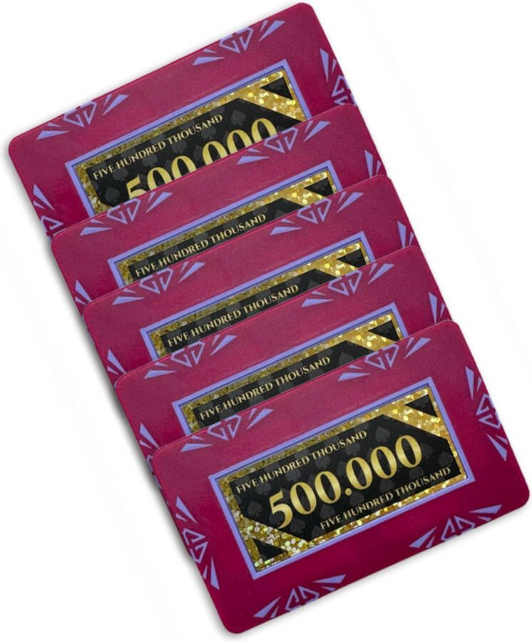 Diamond poker plaque poker chip poker plakkaat waarde 500.000 (5 stuks) paars