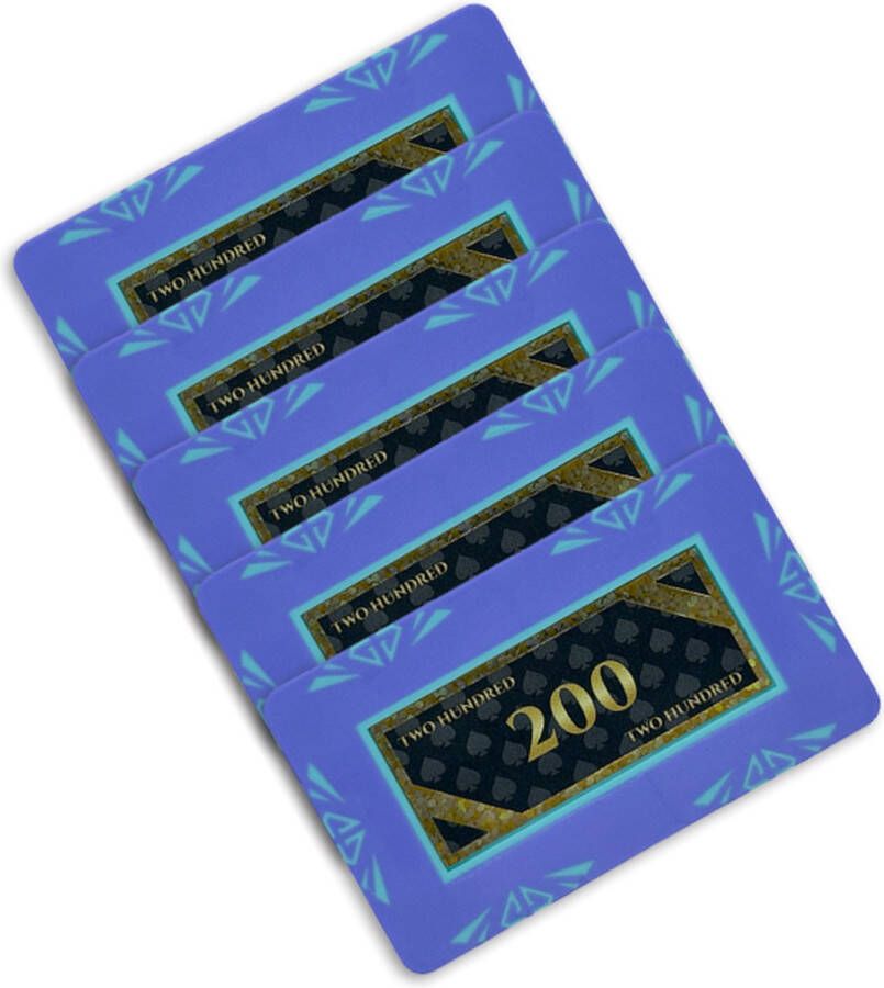 Diamond poker plaque poker chip poker plakkaat waarde 200 (5 stuks) blauw