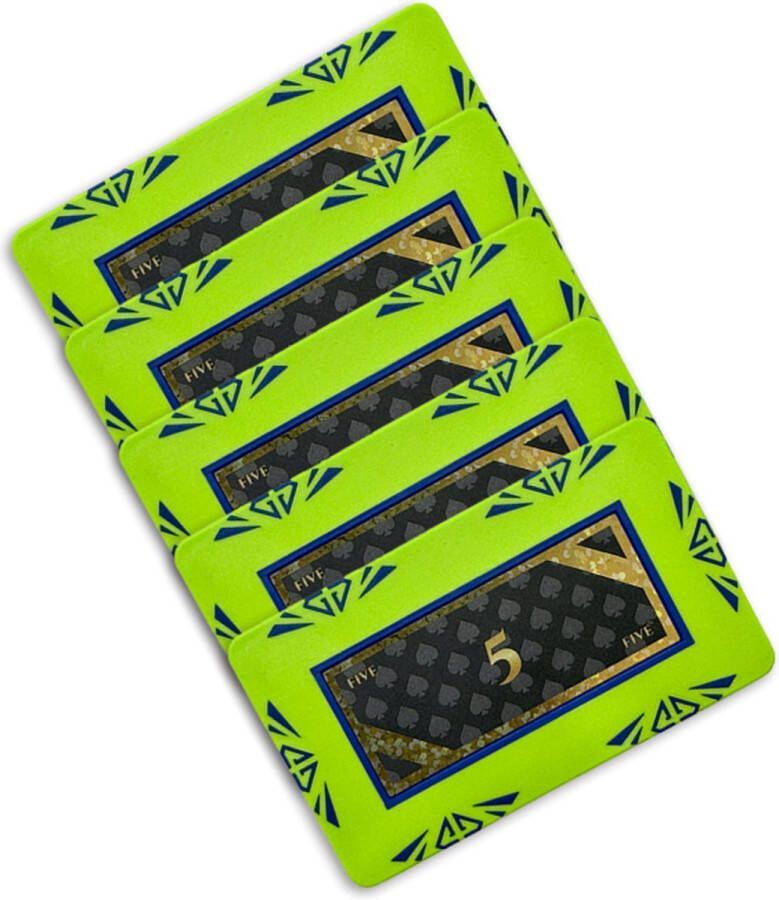 Diamond poker plaque poker chip poker plakkaat waarde 5 (5 stuks) groen