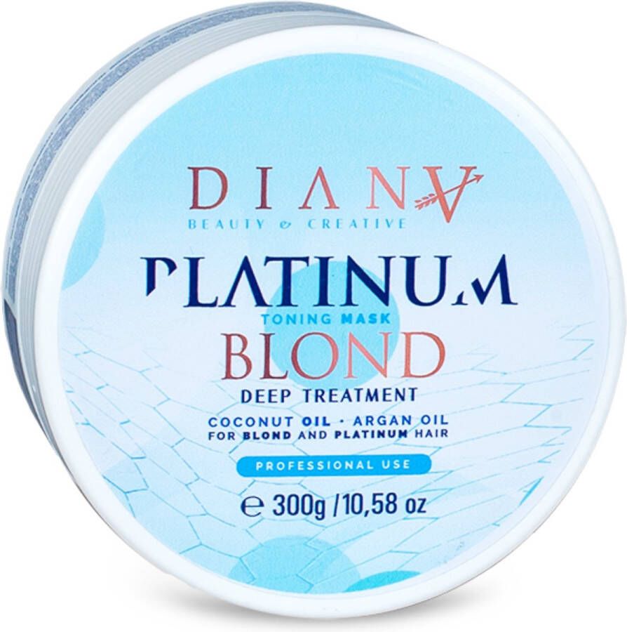 Diana Beauty & Creative Blond Platinum 300g diepe behandeling voor haar diep hydraterend anti-geel en herstellende behandeling voor haar met kokosboter proteïnen en arganolie organisch