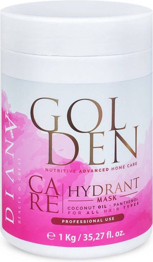 Diana Beauty & Creative Golden Professional protein keratine behandeling haarmasker 1000 ml Voor thuiszorg na een proteïne keratine haar straightening behandeling zonder parabenen sulfaten en siliconen voor Optimale Hydratatie en Anti-Frizz