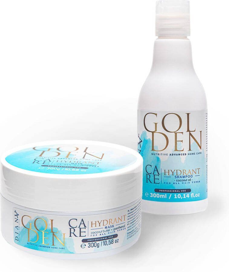 Diana Beauty & Creative Golden Protein keratine behandeling BLUE set 300ml shampoo + 300g haarmasker voor blond haar voor thuiszorg na een proteïne keratine haar straightening behandeling zonder parabenen sulfaten en siliconen voor Optimale Hydratatie en Anti-Frizz