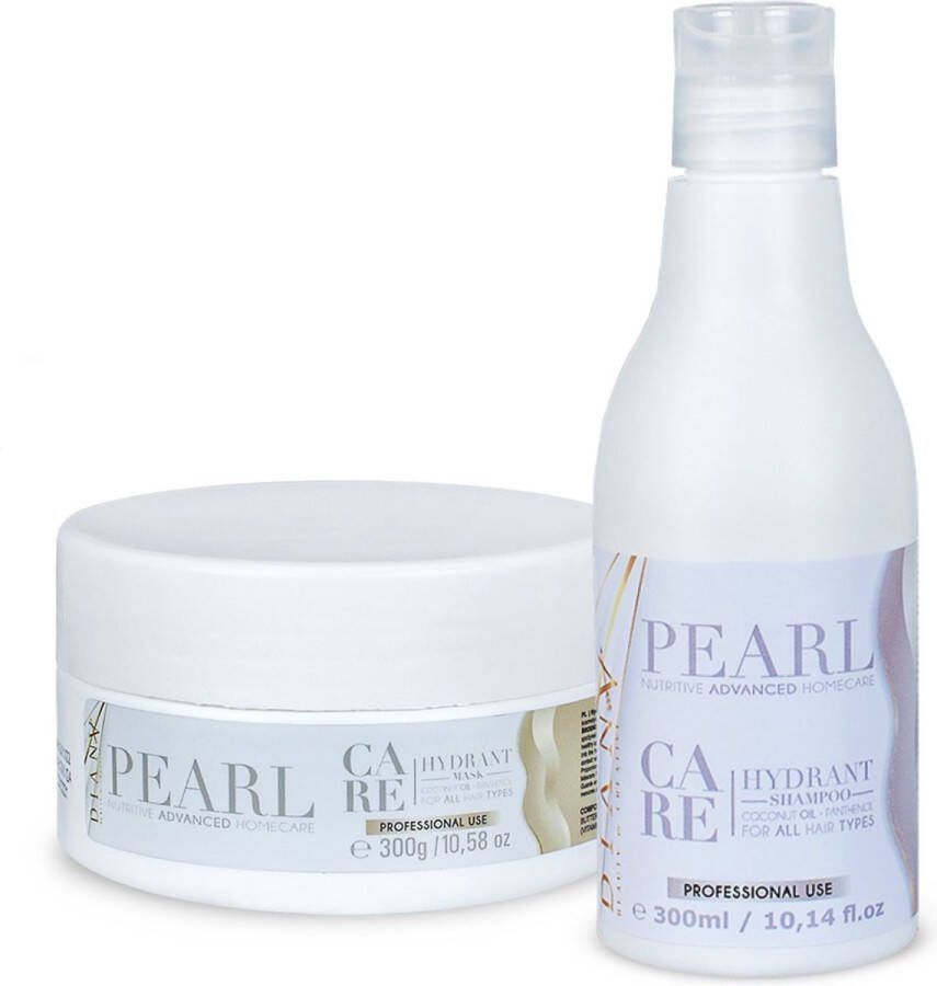 Diana Beauty & Creative PEARL Set: 300ml Shampoo + 300g Haarmasker voor thuiszorg na de behandeling haar botox zonder parabenen sulfaten en siliconen Verrijkt met Kokosolie en Panthenol Voor Optimale Hydratatie en Anti-Frizz Geschikt voor Alle Haartypes