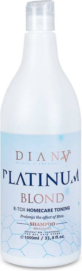 Diana Beauty & Creative Platinum haarmasker 1000g voor thuiszorg na de behandeling Haar Botox 'No Yellow' Systeem zonder parabenen sulfaten en siliconen Intense Hydratatie en Anti-Frizz voor Blond Haar met Kokosolie en Panthenol Geschikt voor Alle Haartypes