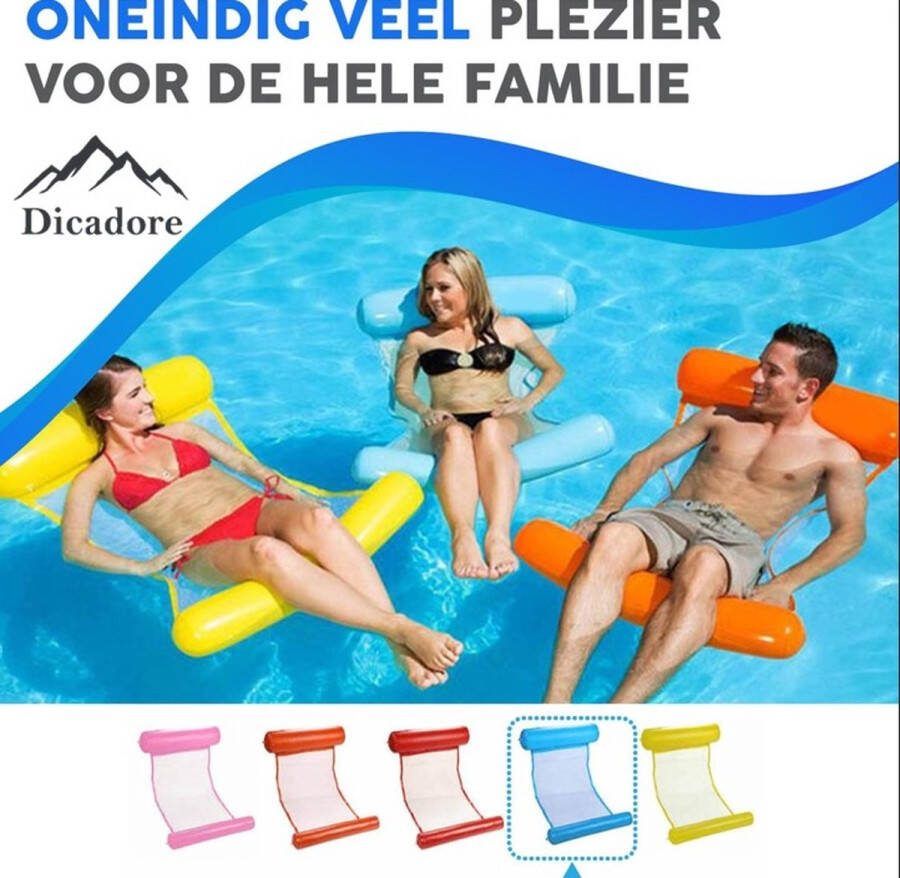 Dicadore Waterhangmat Luchtbed Zwembad Luchtmatras opblaasbaar Licht Blauw Zwembad Strand Waterspeelgoed Vakantie