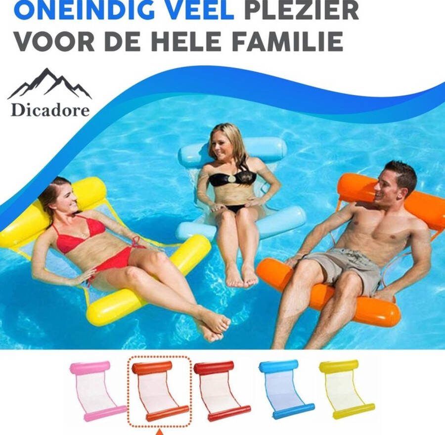 Dicadore Waterhangmat Luchtbed Zwembad Luchtmatras opblaasbaar Oranje Zwembad Strand Waterspeelgoed Vakantie