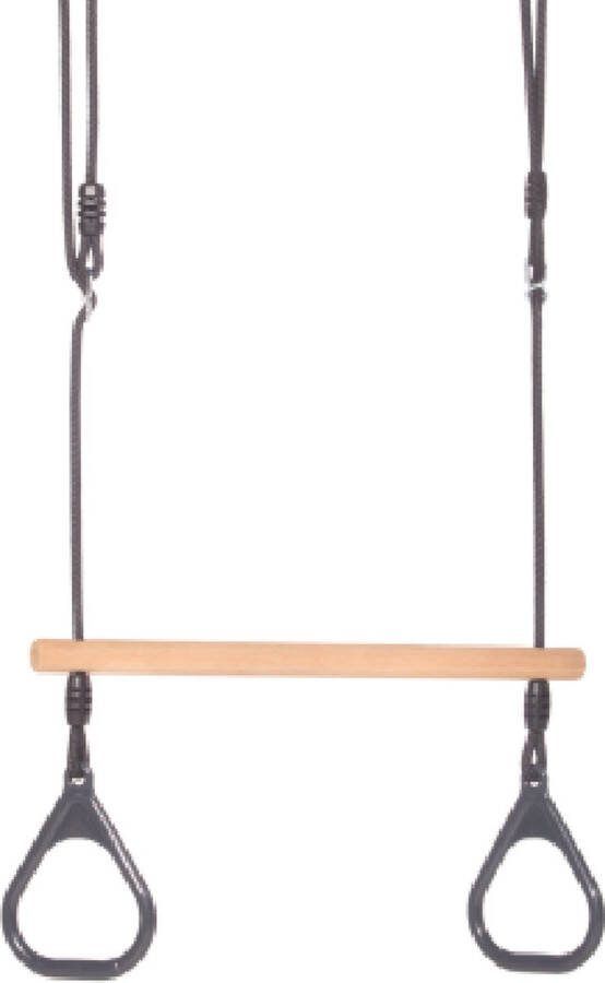 DICE-Outdoor DICE houten trapeze met kunststof ringen antraciet zwart touw