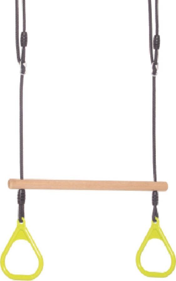 DICE-Outdoor DICE houten trapeze met kunststof ringen lime zwart touw