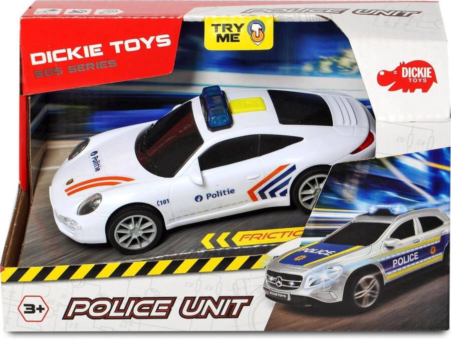 Dickie Toys Porsche SOS Belgische Politiewagen 15 cm Licht & Geluid Speelgoedvoertuig