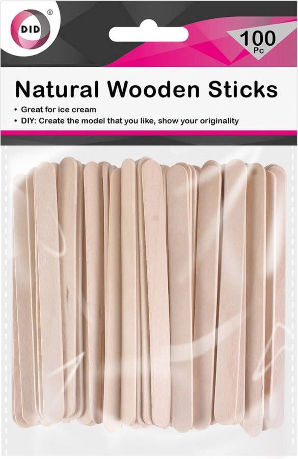DID 100x stuks Hobby knutsel ijslolly houtjes naturel 11 cm Hobby ijsstokjes