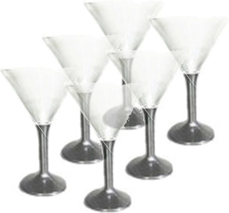 DID Martini cocktailglazen 12 stuks transparant zwart kunststof 165 ml