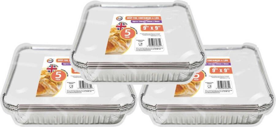 DID Meal prep bewaar bakjes Aluminium 15x 20x11x5cm met deksel Vershoudbakjes