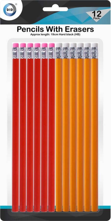 DID Teken potloden 12x grijs met gummetje schrijfbenodigdheden Tekenpotloden