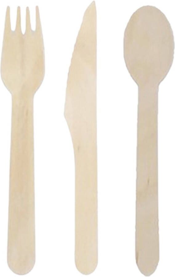 DID Wegwerp bestek vorken lepels en messen 600x stuks duurzaam hout Feestbestek