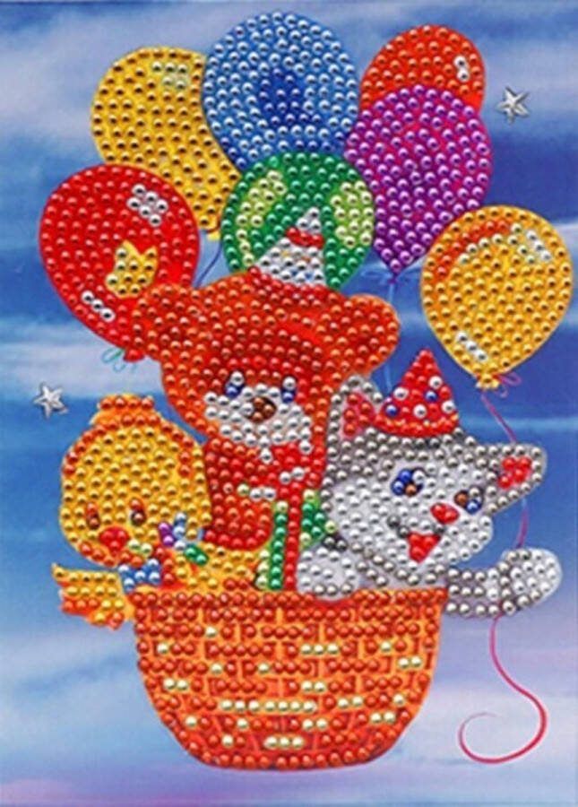 Dielay Diamond Painting Wenskaart Luchtballon 18x13 cm Ronde Steentjes