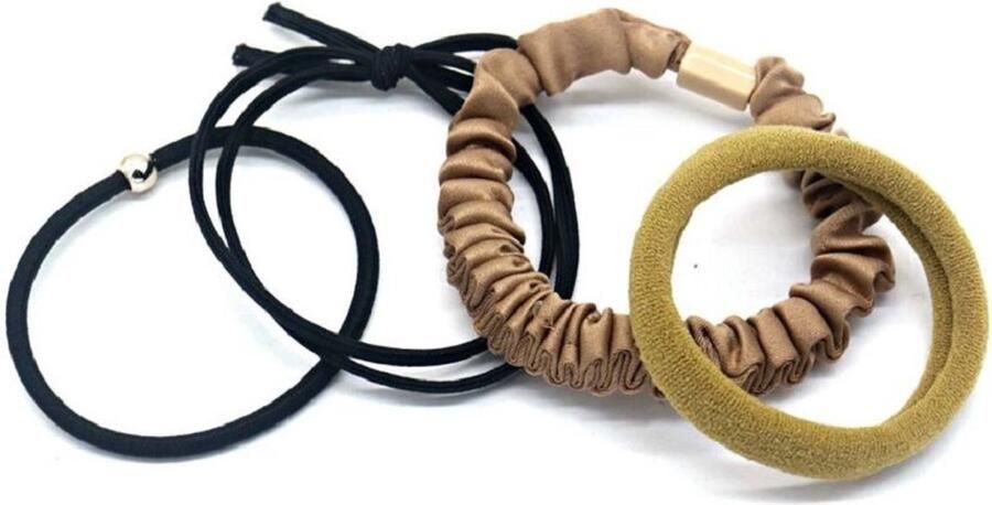 Dielay Haarelastiekjes Set 4 Stuks Bruin