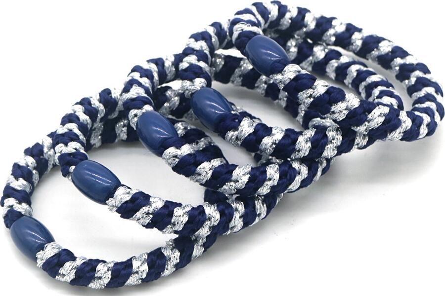 Dielay Haarelastiekjes – set van 5 – blauw zilverkleurig multicolor – accessoires – kinderen – volwassenen – haaraccessoire vrouwen heren