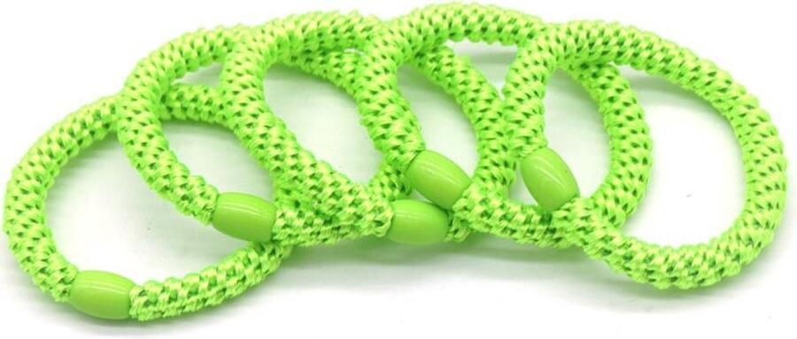 Dielay Haarelastiekjes – set van 5 – groen – accessoires – kinderen – volwassenen – vrolijk – neon festival zomer felle kleur