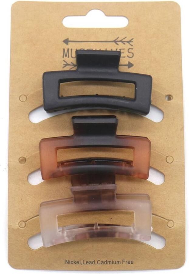 Dielay Haarklemmen Set – 3 stuks Bruin Zwart Beige Haarclips – 4 5 cm