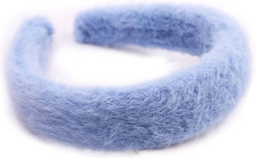 Dielay Fluffy Haarband Diadeem Breedte 3 cm Blauw