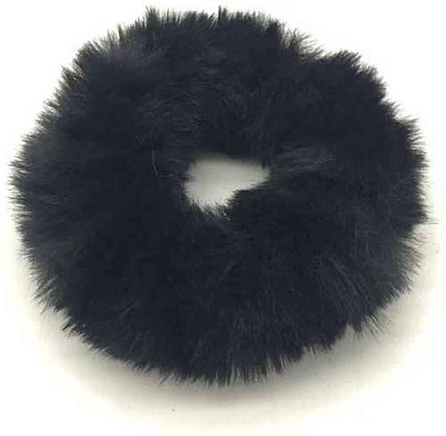 Dielay Fluffy Scrunchie Haarelastiek Zwart Musthaves