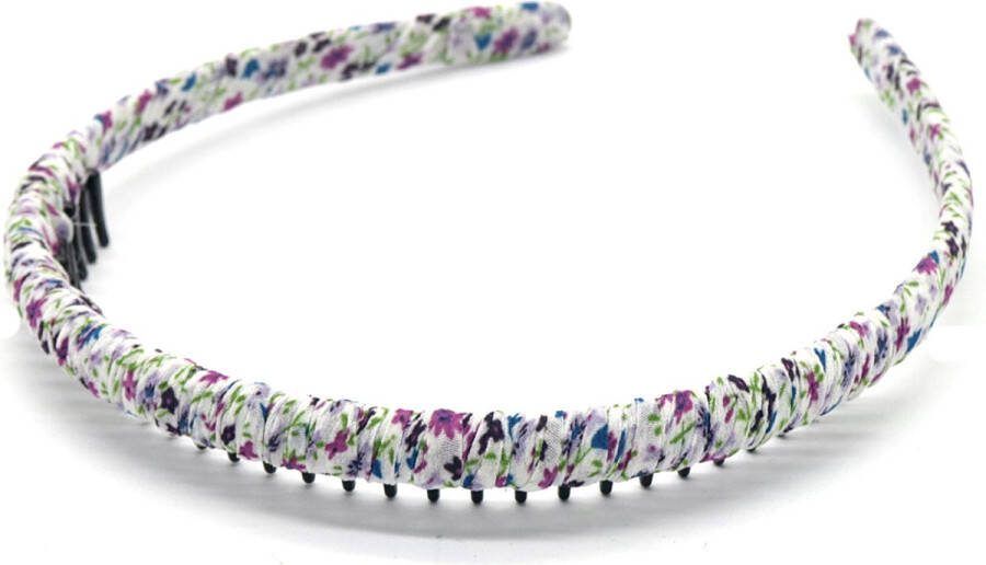 Dielay Haarband met Stof- Diadeem Bloemen Wit