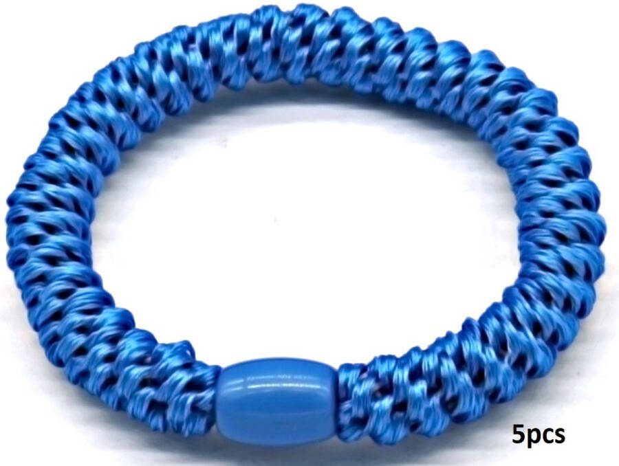 Dielay Haarelastiekjes Armbanden Set 5 Stuks Elastisch Blauw