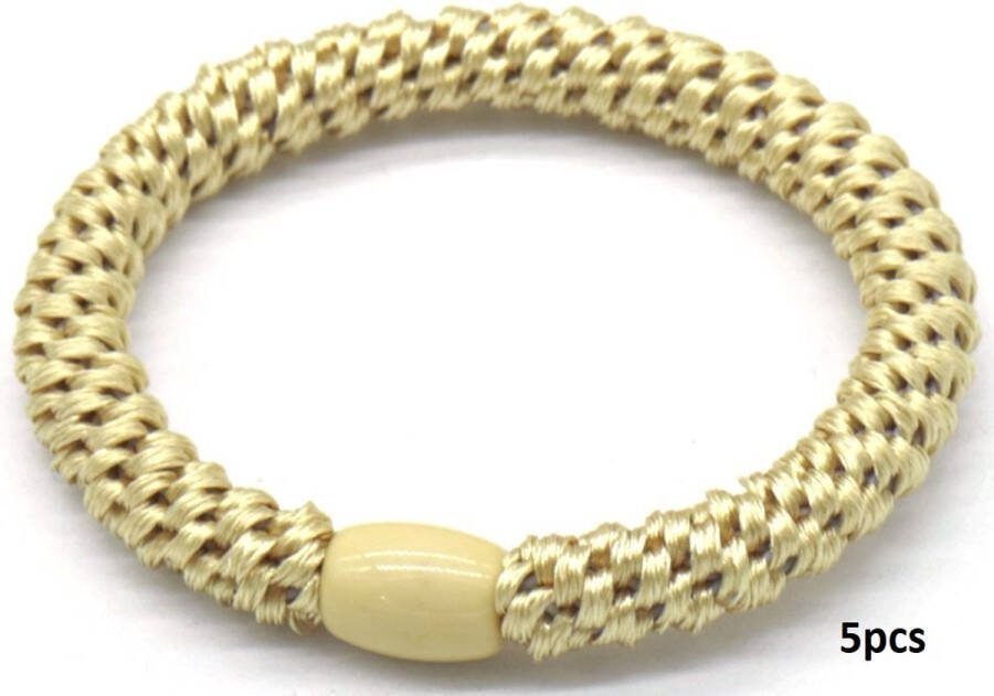 Dielay Haarelastiekjes Armbanden Set 5 Stuks Elastisch Kaki