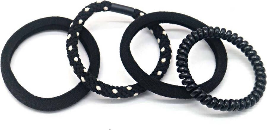 Dielay Haarelastiekjes Set 4 Stuks Zwart
