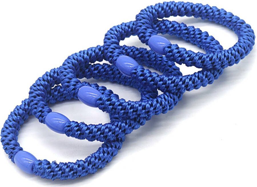 Dielay Haarelastiekjes set van 5 blauw kleur tijdloos haaraccessoire gevlochten kinderen dames unisex