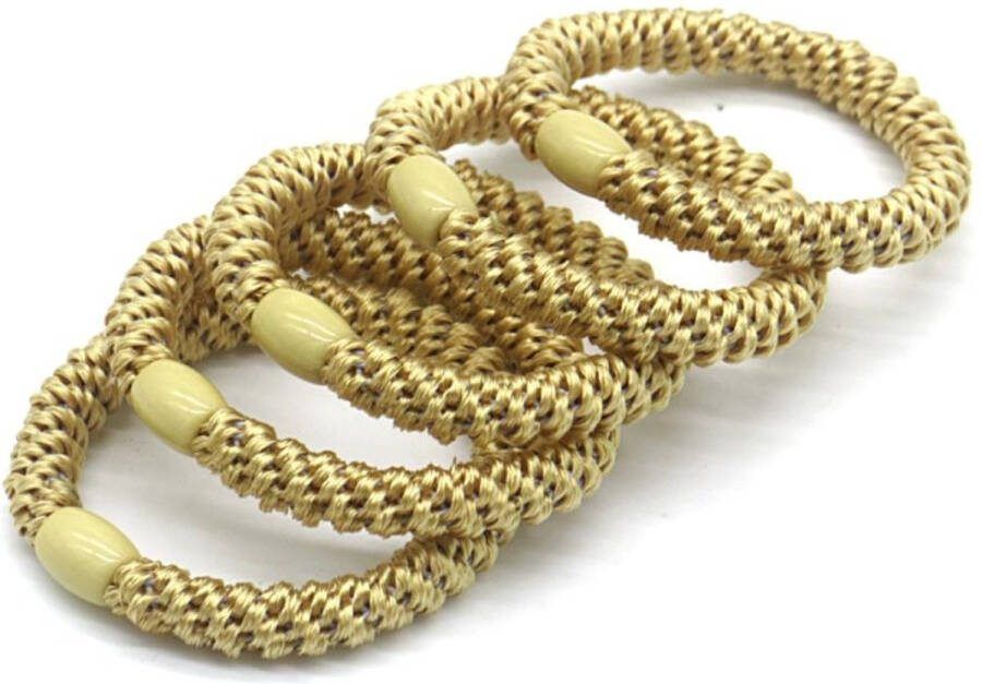 Dielay Haarelastiekjes – set van 5 – bruin – accessoires – kinderen – volwassenen – haaraccessoire vrouwen heren
