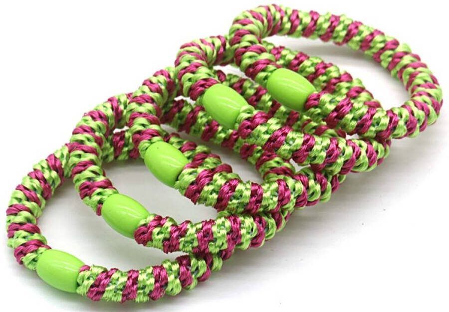 Dielay Haarelastiekjes set van 5 multicolor groen paars kleur tijdloos haaraccessoire gevlochten kinderen dames unisex