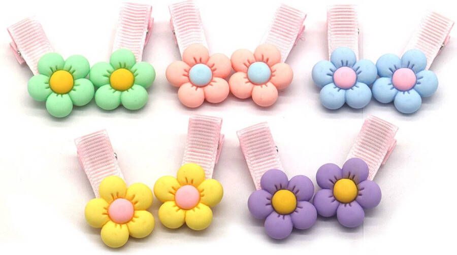 Dielay Haarklemmen voor Kinderen Bloemen Haarclips 10 Stuks