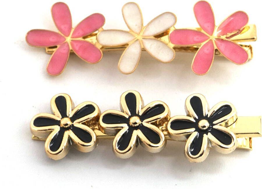 Dielay Haarspelden Bloemen Haarclips Setje 2 Stuks 6 cm Roze