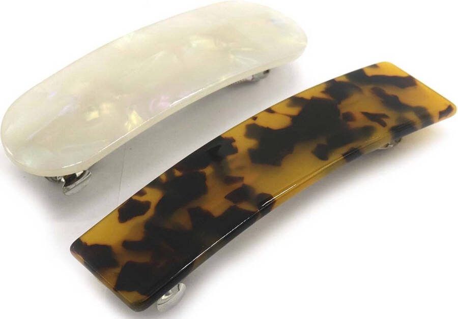 Dielay Haarspelden Set 2 Stuks Haarclips 10 cm Bruin en Beige
