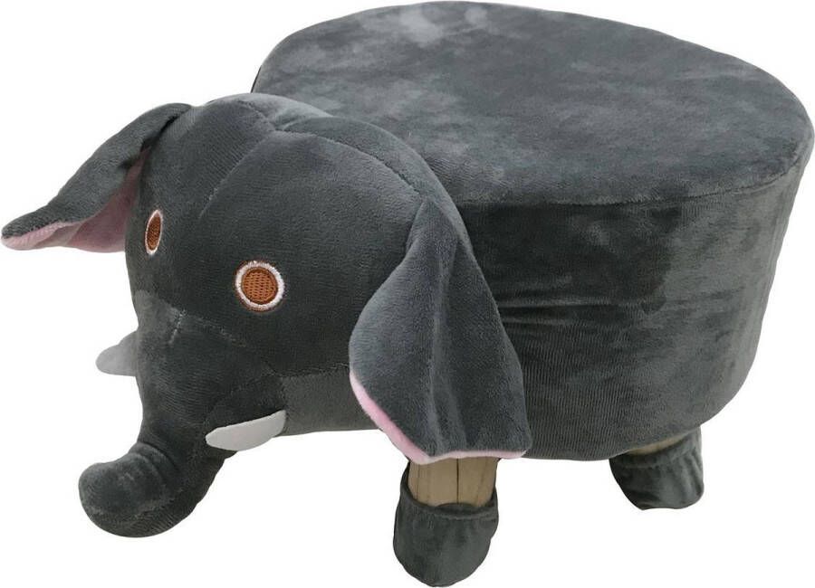 Dielay Krukje Dieren Kinderkruk Hout en Pluche 23x28 cm Olifant