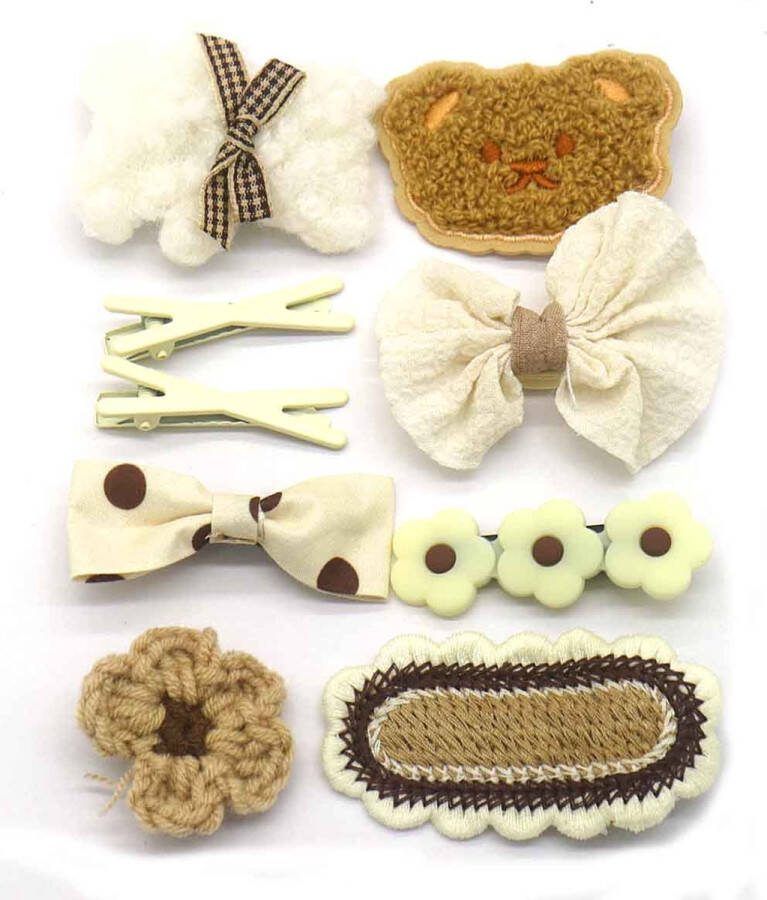 Dielay Set Haaraccessoires voor Kinderen 9 Stuks Beige