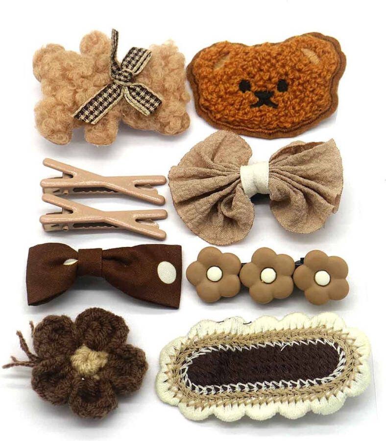 Dielay Set Haaraccessoires voor Kinderen 9 Stuks Bruin