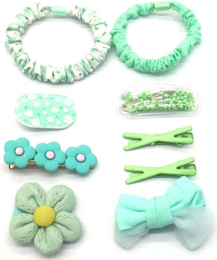 Dielay Set Haaraccessoires voor Kinderen 9 Stuks Groen