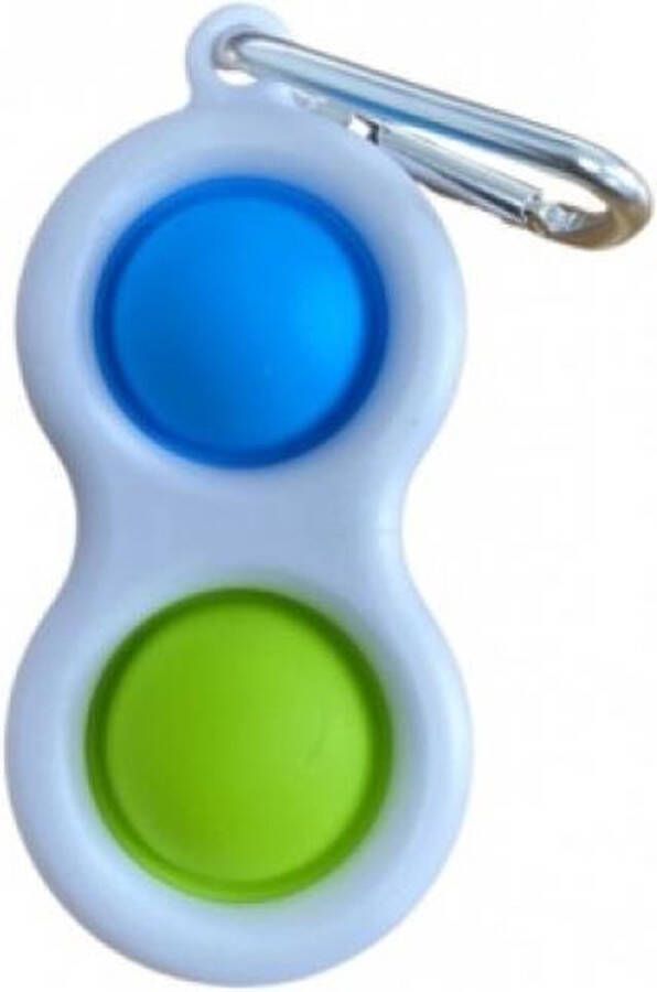 Dielay Simple Dimple Pop It Fidget Toy Sleutelhanger 8x4 cm Groen en Blauw